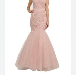 Elegant Pink Lace Mermaid Gown